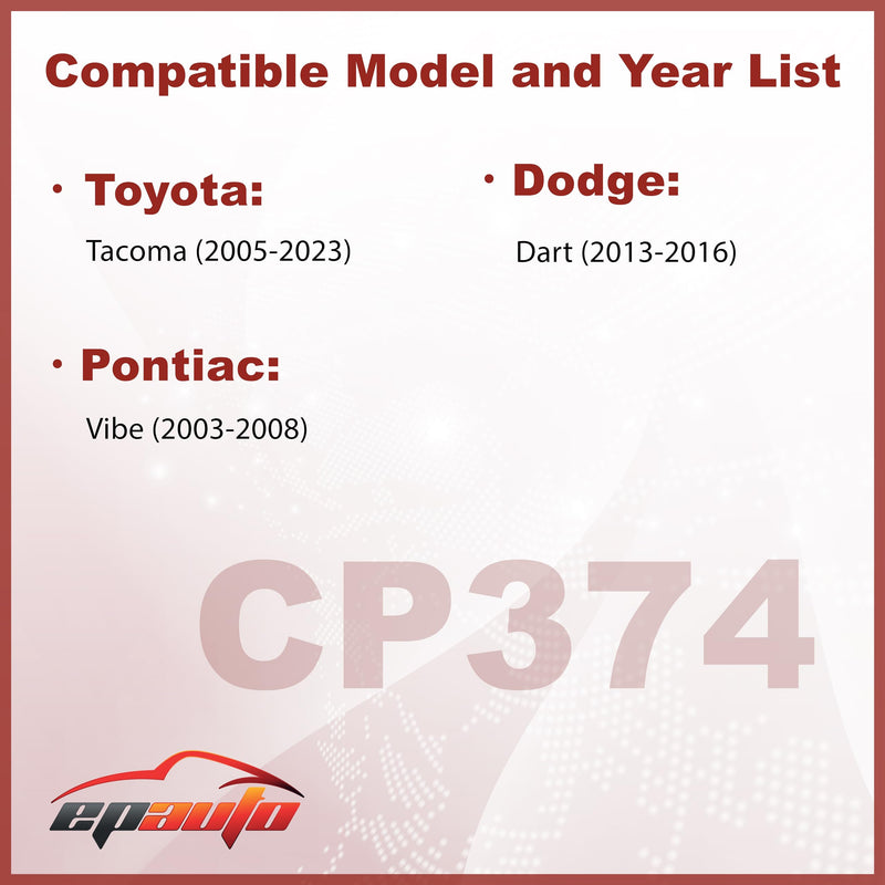 EPAuto CP374 (CF10374) Cabin Air Filter includes Activated Carbon Replacement for Toyota Tacoma (2005-2021), Dodge Dart (2013-2016), Pontiac Vibe (2003-2008)
