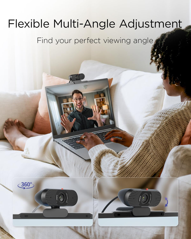 wegear Full HD 1080p Webcam for PC, Laptop & Desktop, Built-in Dual Microphones, Privacy Cover, 85°FOV, Fixed Focus, Plug & Play USB-A Computer Camera for Zoom, Teams, FaceTime, Google Meet, Streaming