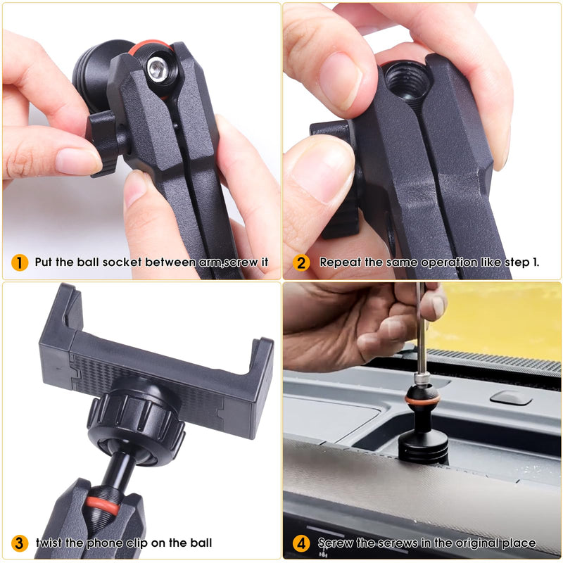 Dashboard Phone Holder Mount for 2021-2026 Frod Bronco 2 Door 4 Door | 360° Adjustable Car Dash Phone Holder, Cell Phone Dash Mount Interior Accessories, OEM Mount Install (Not for Bronco Sport)