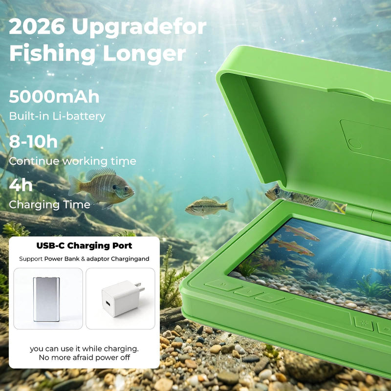 Fishing Camera, 220° Ultra-Wide HD Underwater Fishing Camera with 4.3" LCD & IR Night Vision, 5000mAh Rechargeable Battery 100ft Cable for Ice Lake Boat Kayak Fishing