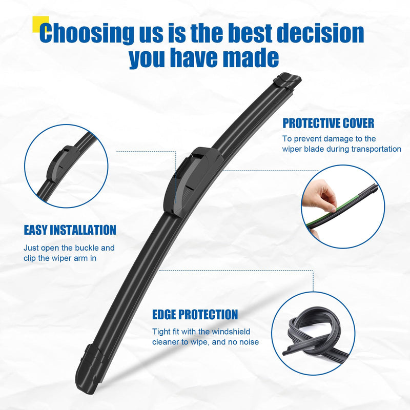 26"+16" Windshield Wipers With 10" Rear Wiper Blade Sets Automotive Replacement for Toyota Rav4 2013-2018,Easy For Installation (Pack of 3) 26+16+10