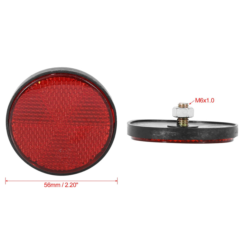 F FIERCE CYCLE Pair M6x1.0 Red Plastic Universal Screw Mount Reflective Warning Reflector for Motorcycle Bike