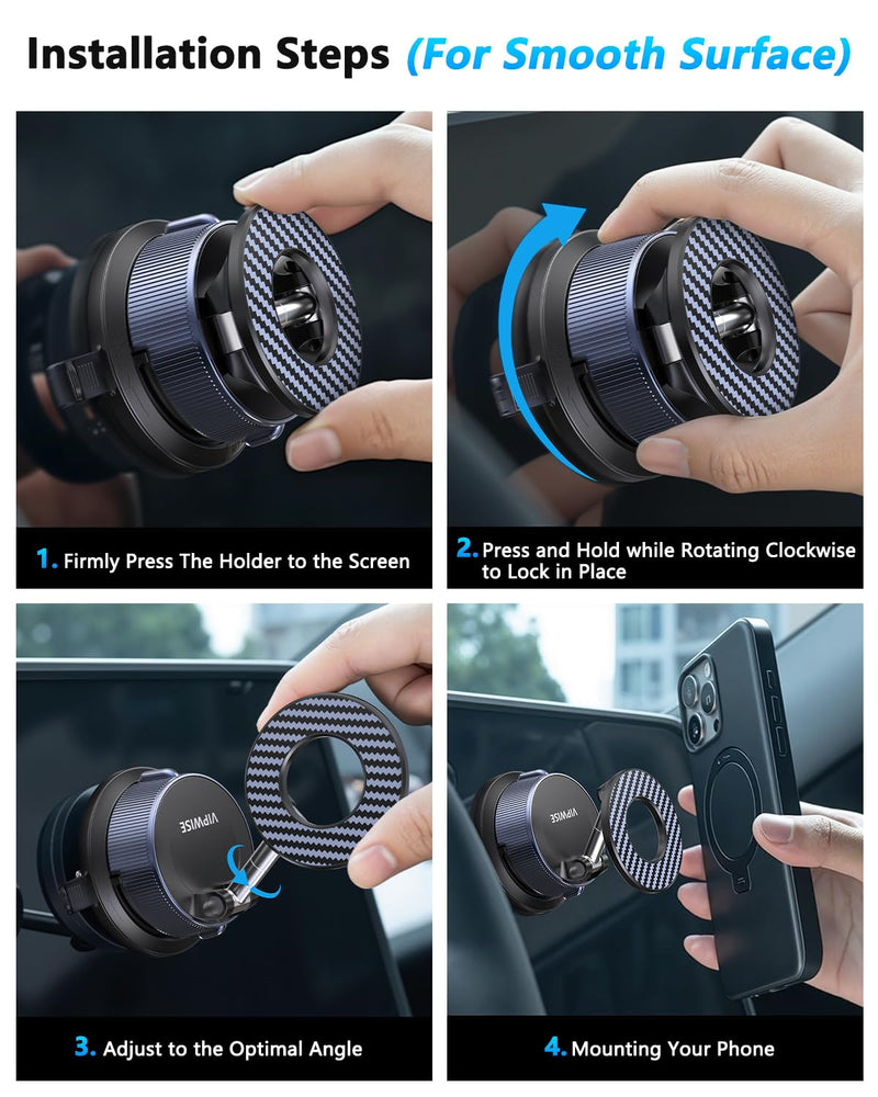 Upgraded Magnetic Phone Holders for Your Car [70mm Suction & 3200gf Magnetic] 360° Adjustable Magsafe Car Phone Mount, Vacuum Suction Cup Car Mount for iPhone 17 Pro Max 16 15 14 13 12 Air Plus