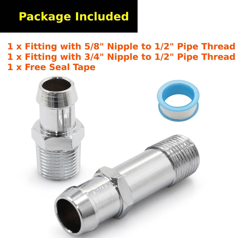 Chrome Steel Heater Hose Fittings 3/4" Water Pump 5/8" Intake for Chevy SBC BBC Engines 283 305 307 327 350 400