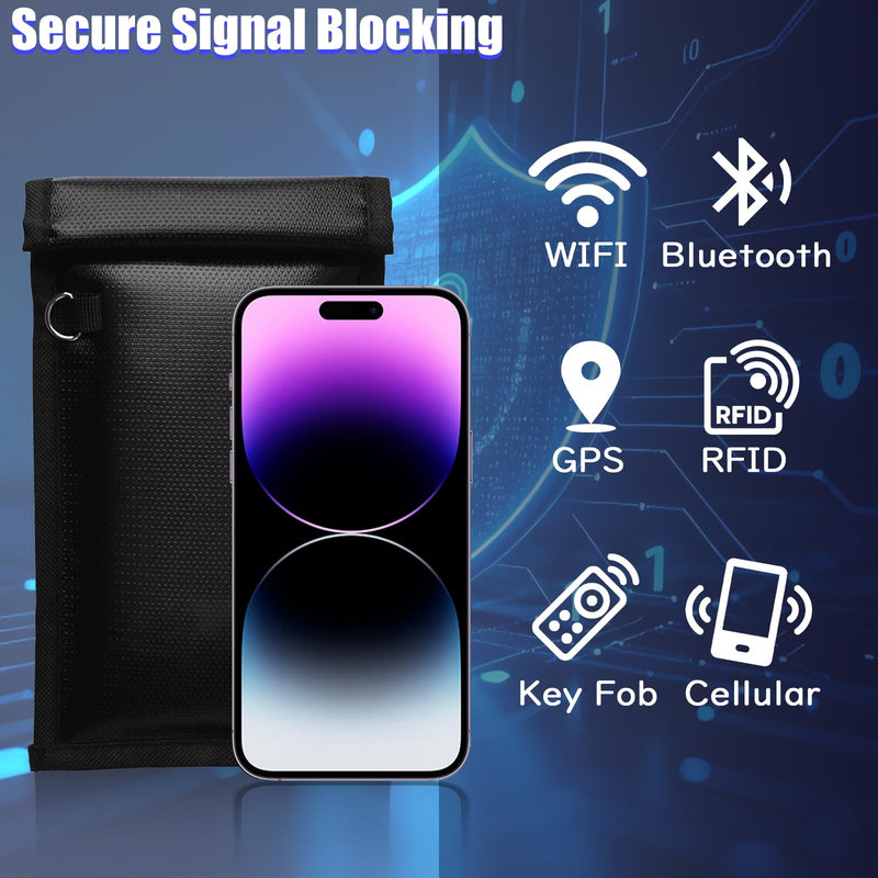 Ykimok Faraday Bag for Phones, Signal Blocker Case with RFID Blocking, Blocks WiFi Bluetooth GPS NFC for Privacy Protection