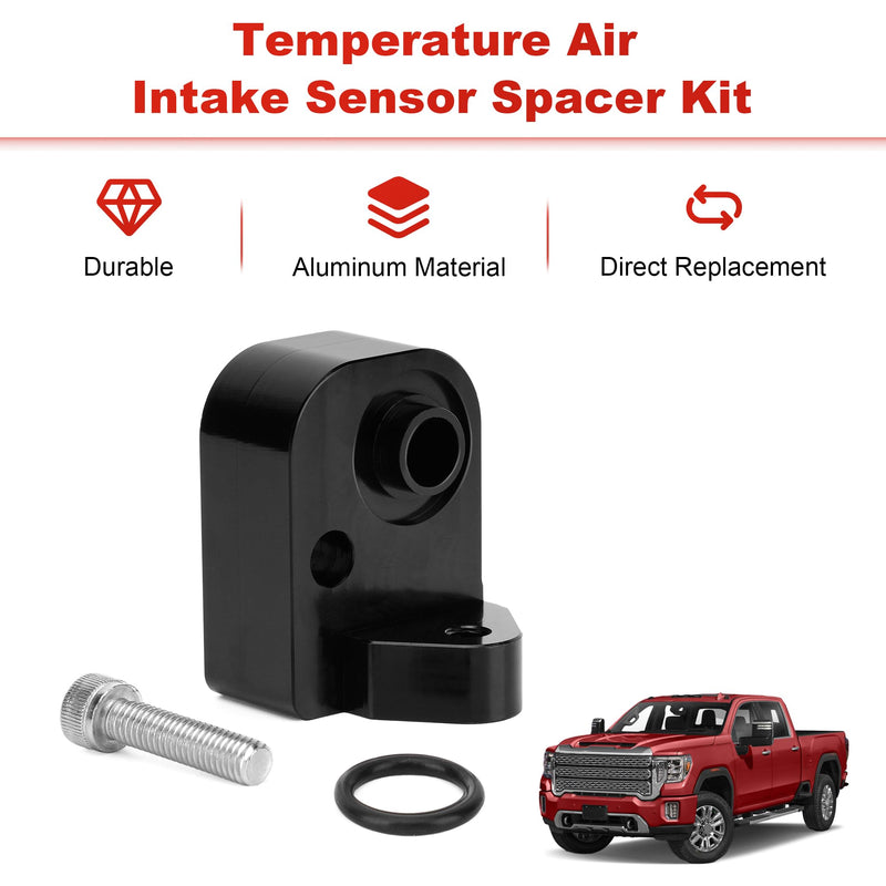 Temperature Air Intake Sensor Spacer Kit for 2017-2024 Chevy Silverado 2500HD 3500HD, GMC Sierra 2500HD 3500HD 6.6L Diesel Black