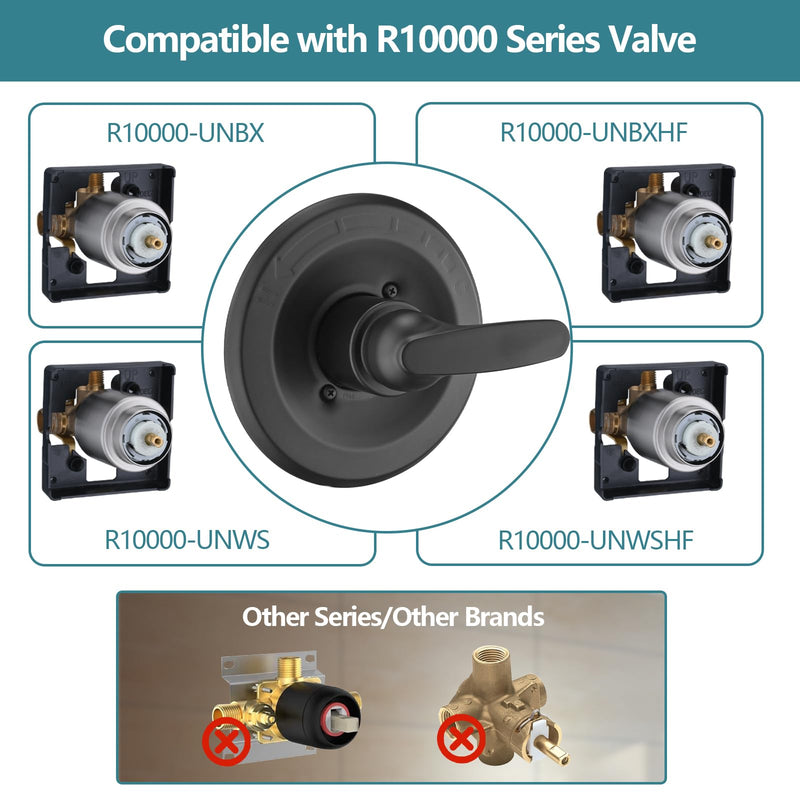 Shower Trim Kit Compatible with 1300/1400 Series, 1 Handle, Long Sleeve (Valve& Catridge Not Inclued), Matte Black