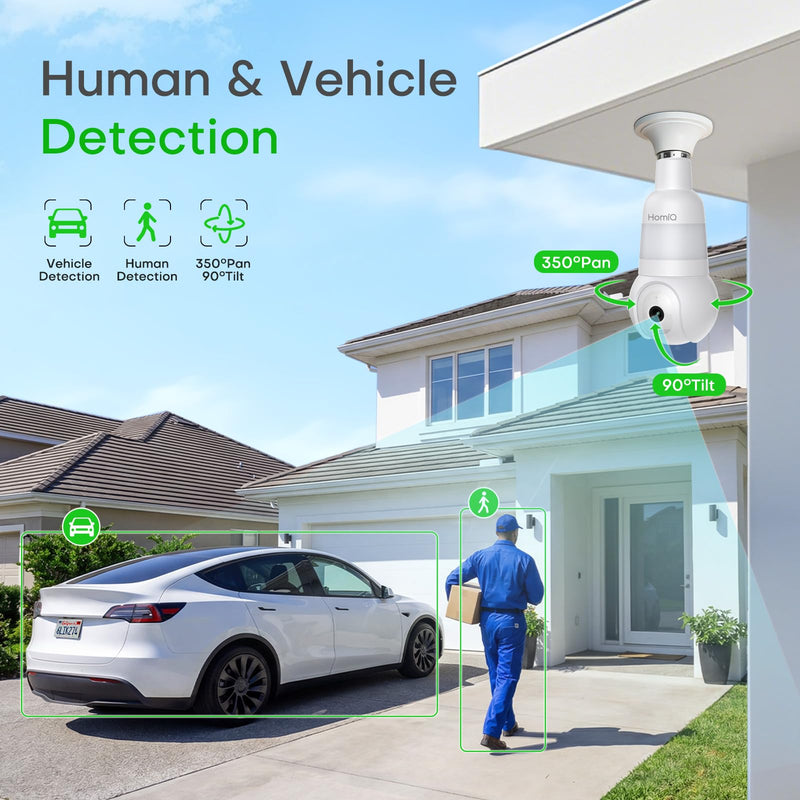 5MP 3K Light Bulb Camera,Color Night Vision Wireless with Alexa | Smart Detection & Two-Way Audio,Light Bulb Camera Outdoor Indoor with 2.4GHz & 5GHz Dual-Band WiFi E26/27 5MP