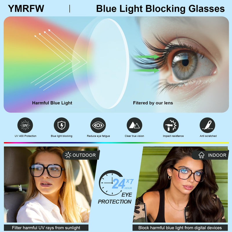 Aviator Blue Light Blocking Glasses for Women Men Retro Trendy Square Computer TV Eyeglasses Anti Eyestrain Tortoise