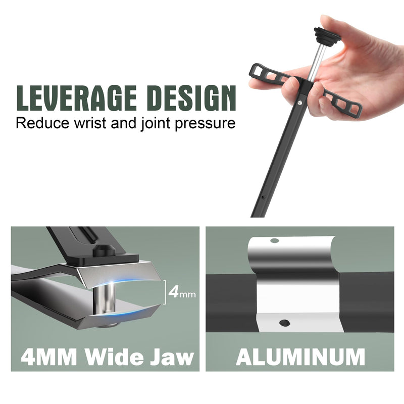 Foldable Extended Long Handle Toenail Clippers with Magnifier-4mm Wide Jaw & Ergonomic Design for Seniors, Arthritis& Limited Mobility | Heavy-Duty, No-Bend Trimming, Tool-Free Foldable (24" Black) M - 24"
