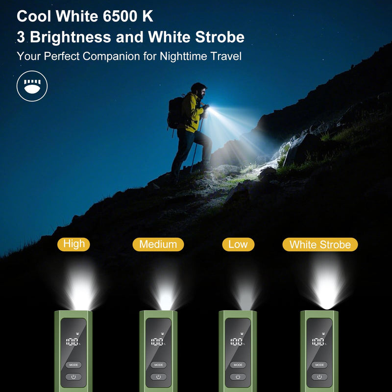EDC Flat Flashlight High Lumens, Rechargeable Pocket Light with White/Warm LED, UV, Gream Beam, Flash Combo, 4 Bright Modes, Double Magnetic Base, for Outdoors, Emergency, Work, Detection (Green) Green