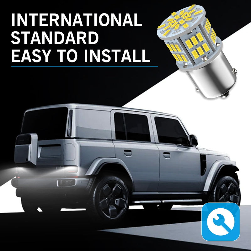 2 PCS 1156 LED Bulb Reversing Light, Single Contact 6800K Super Bright Turn Signal Bulb, 1141 1003 7506 BA15S Bulb, Universal for Most Cars (White)