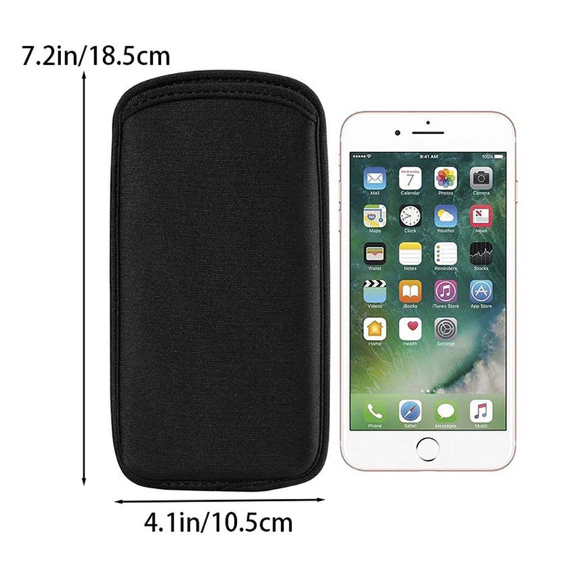 Direct-Insert Neoprene Waterproof Phone Pouch (6.3-7.2") Shockproof Scratch-Resistant Black