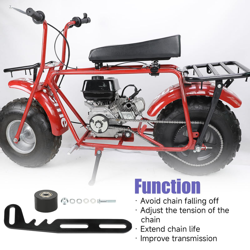 Mini Bike Chain Tensioner Adjuster Bracket with Roller Replacement for Predator 212 Coleman Minibike CT200U CT200U-EX BT200X CT100U Baja DB30 79cc 224cc GX160 GX200 Engine Powersports Parts black