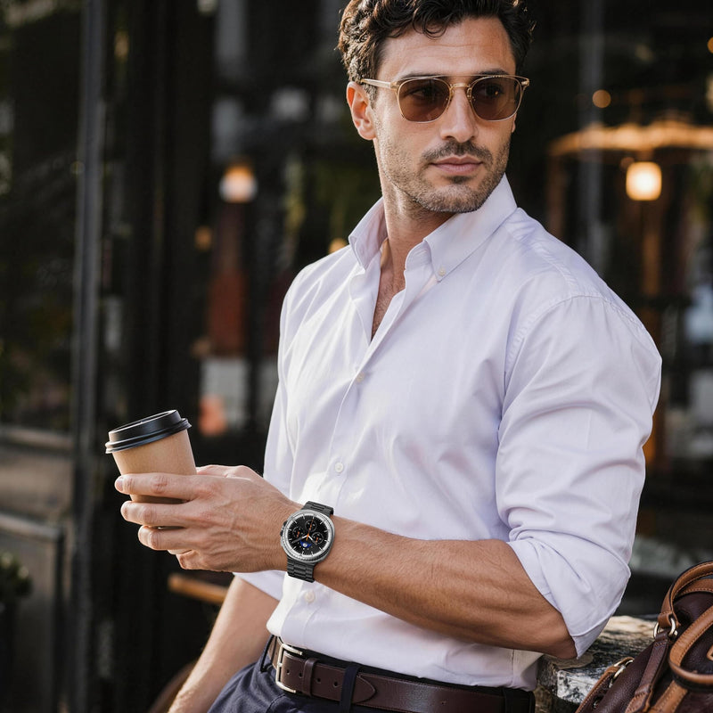 Lerobo Metal Band for Samsung Galaxy Watch 9/8 40mm 44mm,8 Classic 46mm | No Gap Stainless Steel, Double Folding Clasp Strap (6.2"-9.25") for Men Women Business,Casual,Office, Meetings Black