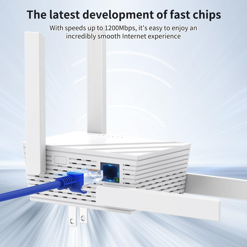 2025 WiFi Extender Signal Booster, WiFi Repeater Dual Band 5GHz/2.4GHz, 1200Mbps WiFi Booster with Ethernet Port Compatible for More Devices