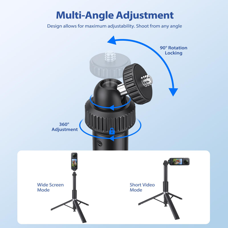 Walking Way 66"/168CM Auto-Open Selfie Stick Tripod, Invisible Selfie Stick for GoPro/Insta360 X5/Ace Pro/DJI Osmo Action/Pocket, 360° Rotatable Pop-Open Camera Stand, Stable Throwpod for Travel/Vlog