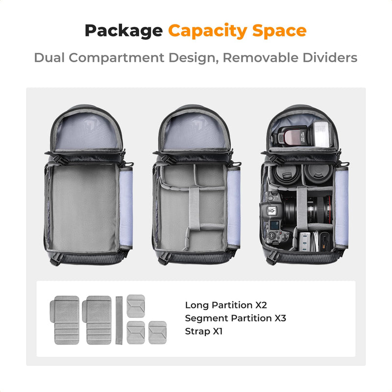 K&F Concept Camera Sling Bag Crossbody Bag Camera Shoulder Backpack DSLR/SLR/Mirrorless Photography Bags Compatible with Canon/Nikon/Sony/Fuji/Gopro/DJI Grey