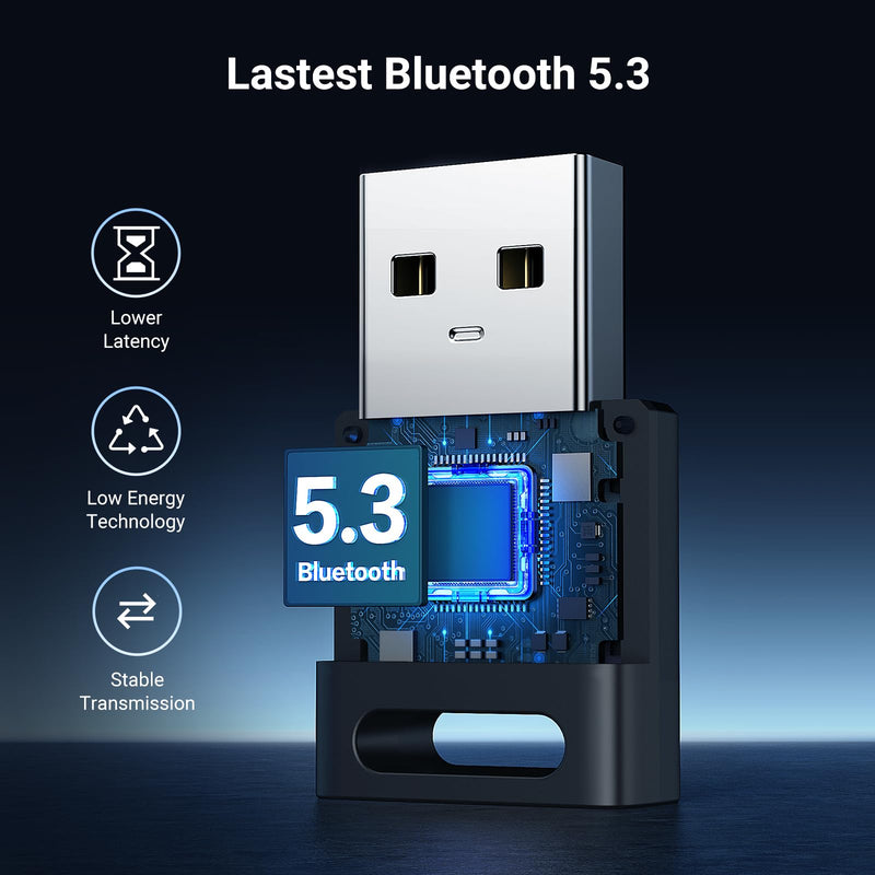 UGREEN USB Bluetooth 5.3 Adapter for PC, Plug & Play for Windows 11/10/8.1, Bluetooth Receiver & Transmitter for Keyboard/Mouse/Headphone/Speakers/Printer