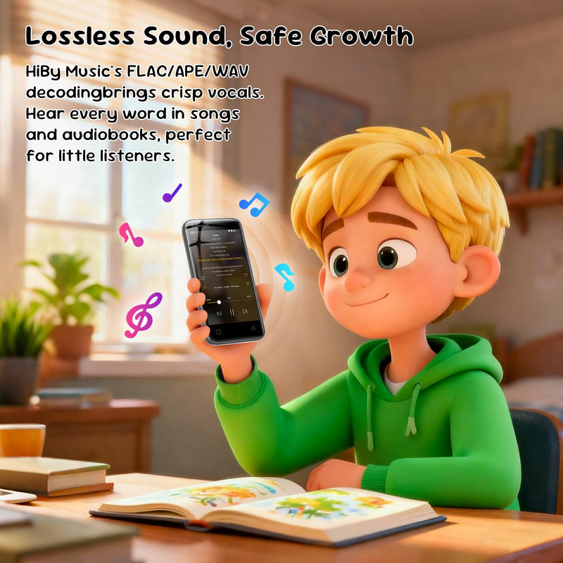 MP3 Player for Kids, Parental Controls, 16GB, Supports Spotify and Audible, Bluetooth and WiFi(Glossy Black) Glossy Black