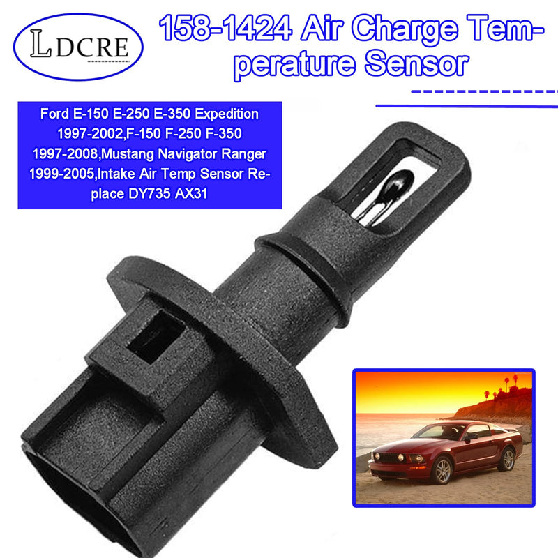 158-1424 Air Charge Temperature Sensor Fit for Ford E-150 E-250 E-350 Expedition 1997-2002,F-150 F-250 F-350 1997-2008,Mustang Navigator Ranger 1999-2005,Intake Air Temp Sensor Replace DY735 AX31