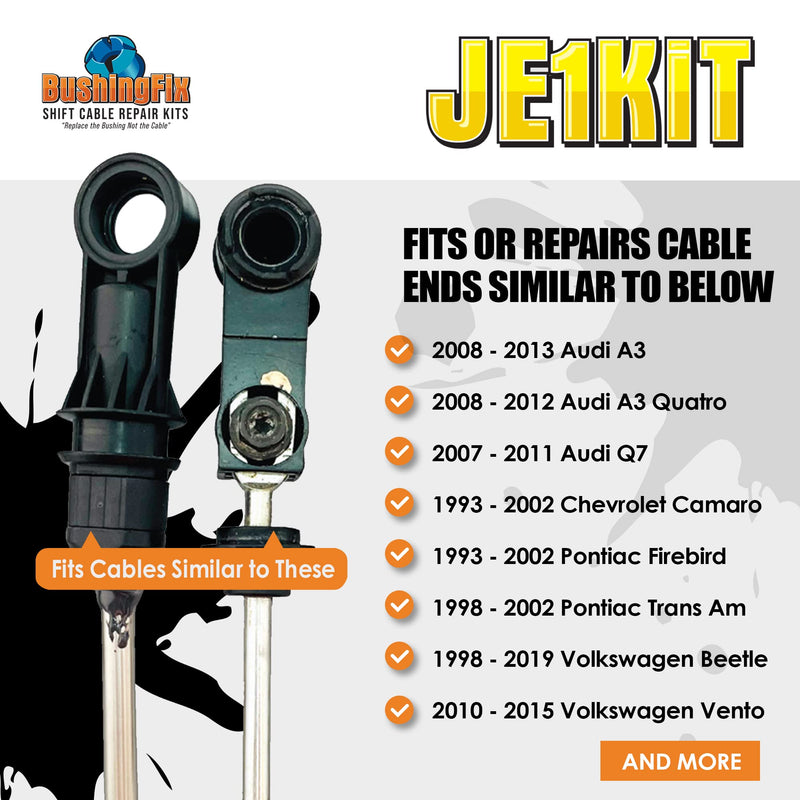 BushingFix JE1Kit - Automatic Transmission Shift Cable Bushing Repair Kit, Replacement Shifter Cable Bushing, Quality Transmission Repair Kit, Compatible with Volkswagen, Audi, Porsche & Other Brands
