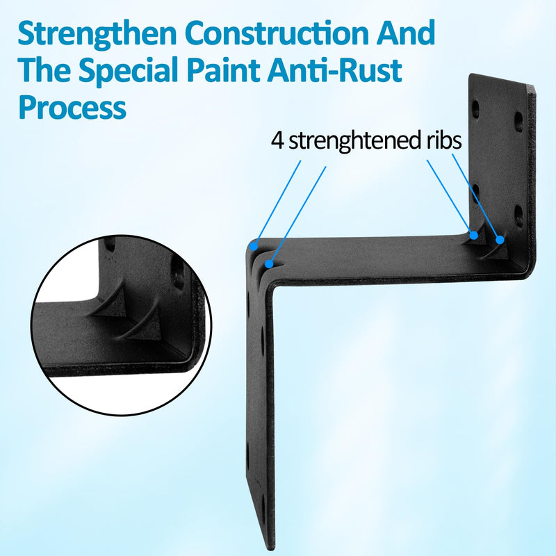  [AUSTRALIA] - XRDS-RF Antenna Mount Kit, Black-Coated Pole Mount Bracket with Double U-Bolts Clamp V Jaw Bracket for Outside Home Antenna Holder 1 Set