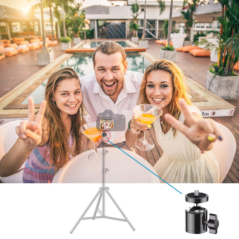 Daniob 4-Pack Mini Ball Head, Tripod Head with 1/4" hot Shoe, 360° Rotatable Ball Head Camera Mount Adapter, with Tripods, Light Bracket, SLR Cameras