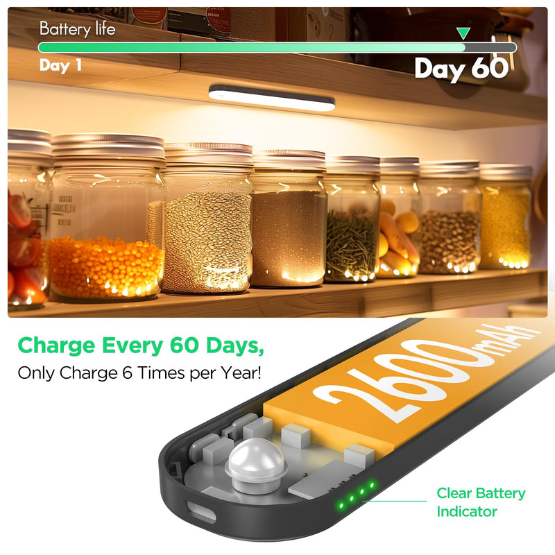 deerdance LED Under Cabinet Lighting, Dimmable Kitchen Counter Light Strip, White, Wireless Installation (4)