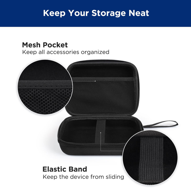 SUPVAN E12 Label Maker Genuine Portable Storage Case, Black | Waterproof, Shockproof & Scratch Resistant, for E12 Label Maker & Tapes, Elastic Band & Mesh Pocket for Organized Storage