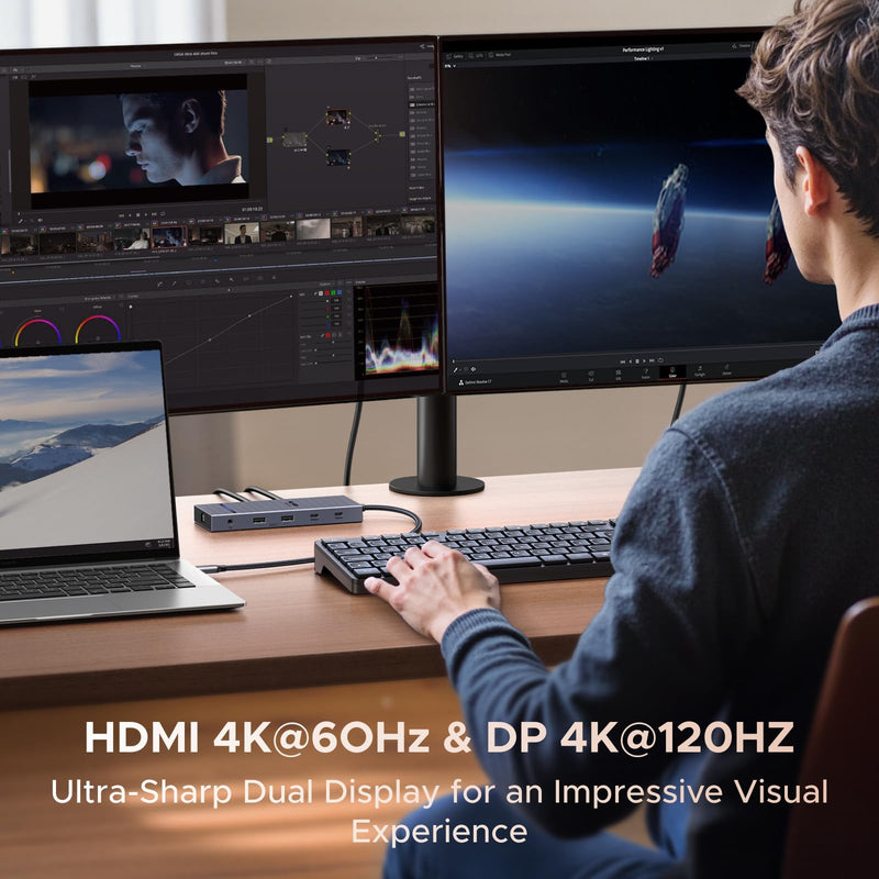 UGREEN USB C Docking Station Dual Monitor, 11-in-1 Dock with HDMI and DP | Dual 4K@60Hz, 2x10Gbps USB-C, 2xUSB-A, 100W PD, SD/TF 3.0, 1G Ethernet, 3.5mm Audio,Revodock Pro USB-C Hub,macOS Mirrors Only