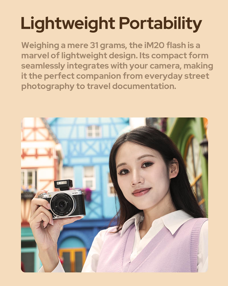 Godox iM20 iFlash Camera Flash and Lightweight Portability Single-Contact Hotshoe Lithium Battery Type-C Charging 440 Full-Power Flashes
