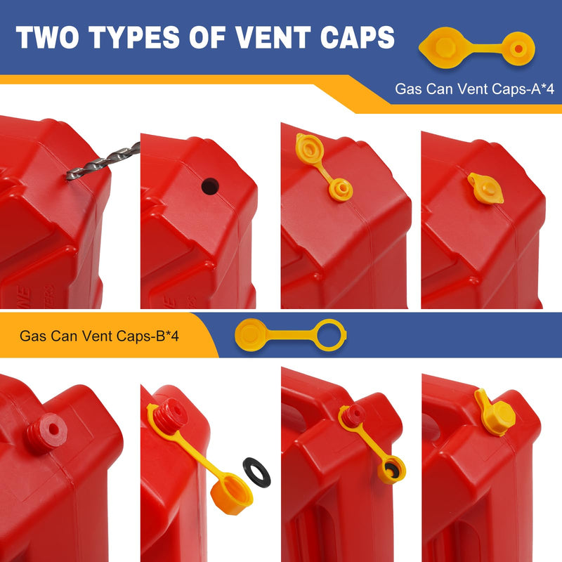 33 Pcs Gas Can Spout Replacement Kit,Gas Can Spout Replacement Fits 5 Gallon Gasoline Cans,with Flexible Nozzles,Screw Collar Gas Caps for Fuel Transfer Tanks Yellow -4 Kit