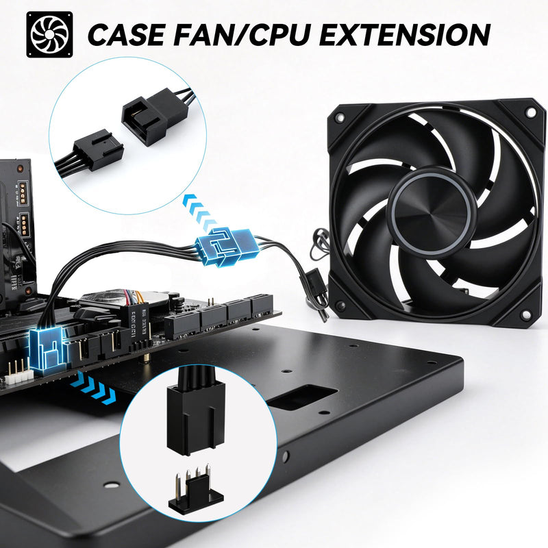 4 Pin PWM Fan Extension Cable Female to Female | PC Fan Extension Cable for CPU Coolers & PWM Fan Controllers - 10CM Black 4 Pack