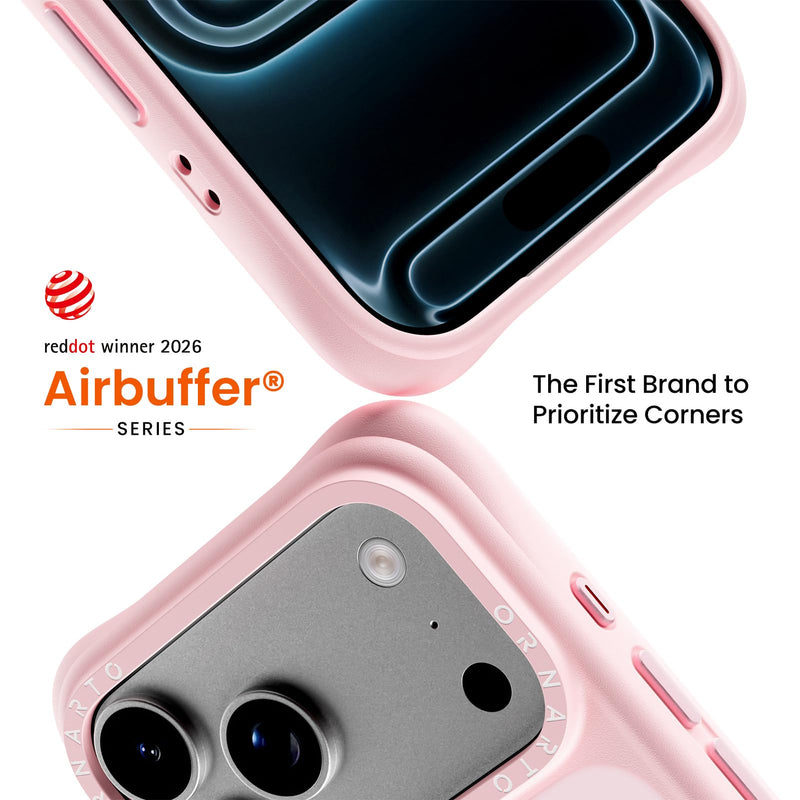 ORNARTO Magnetic for iPhone 17 Pro Case, Slim Matte Translucent, Chalk Pink | 20FT Drop Protection, Compatible with MagSafe, AirBuffer Corner Protection, Anti-Fingerprint Finish, Cute Protective Design