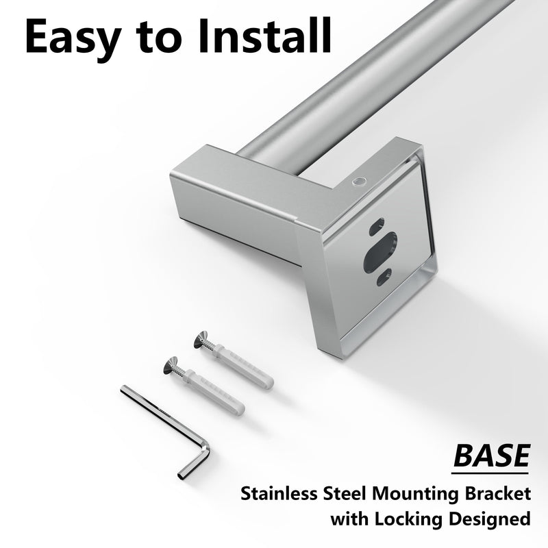 Towel Bar, Adjustable 12.7inch to 23.2inch Wall Mounted Towel Rack for Bathroom, Kitchen, SUS 304 Stainless Steel Towel Rod with Square Base (Brushed Nickel) Brushed Nickel
