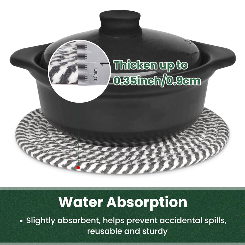 10 Inch Trivets for Hot Dishes, Hot Pots and Pans, Extra Large Thick Heat Resistant Large Coaster, Hot Pads, Kitchen Essentials, Pot Holders for Countertop with Storage Basket, 5 Pcs Mix Color With Basket