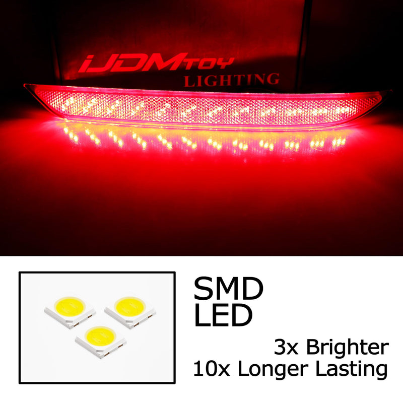 iJDMTOY OE-Spec Red Lens Full LED Lower Bumper Reflector Lights Compatible With 2016-2017 Honda Accord Sedan, Function as Tail, Brake, Rear Fog Lamps & Sequential Blink Turn Signal