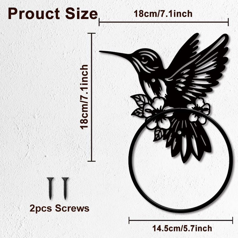 MAYJOYDIY Hummingbird Flower Towel Ring Animal Plant Metal Towel Hanger Bathroom Towel Rack Wall Mounted Bird Flower Leaf Towel Holder for Gift Decoration