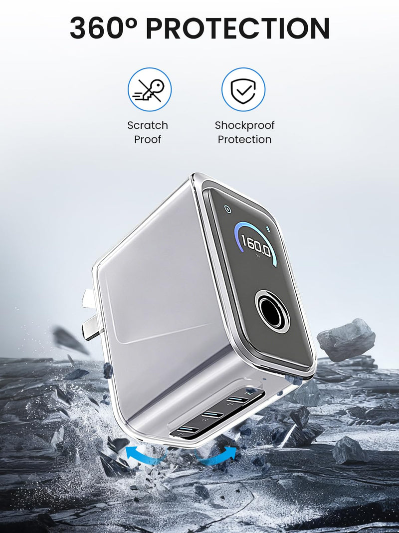 for Anker 160W 3-Port Compact USB C GaN Charger Block Case, Clear Soft TPU Protective Case Cover,Full Protective for Anker Prime Charger-Clear