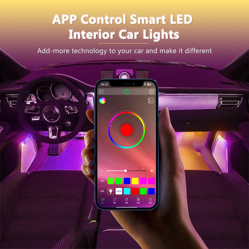 Smart Led Interior Car Under Dash Lights with APP Rhythm Light Strip Multicolor led Car Lights Kits, Sync Music,5V USB Car Led Lights 5V RGB+APP