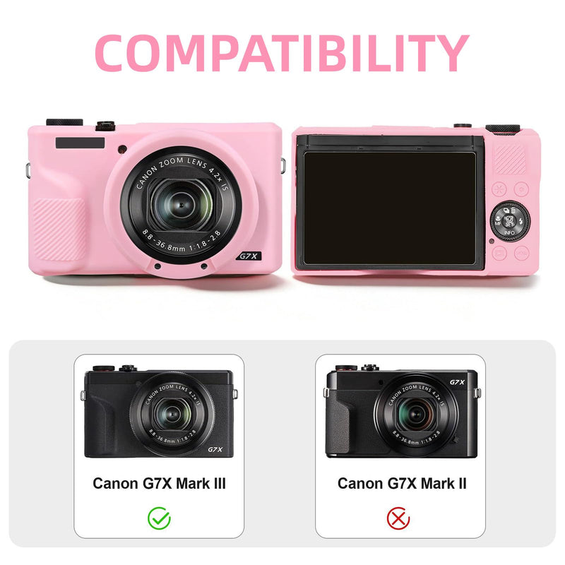 Camera Case for PowerShot G7 X Mark III, Hard Case + Silicone Cover, Pink | Protective Carrying Bag, Dust & Scratch Resistant, Compact Portable, Vlog Shooting & Daily Travel Use