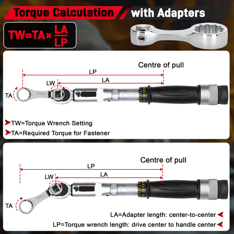 12PCS Metric Torque Adapter Set, 10–19mm Torque Wrench Extension Adapter, 3/8" Drive, 12 Point Box End Torque Wrench Adapter Set, Chromium Vanadium Steel with 1/2" & 1/4" Adapters Metric 10–19mm