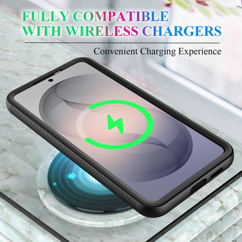 Compatible with Samsung Galaxy S26 Case, Magnetic Wireless Charging Built in Screen Protector Full Body Shockproof Slim Fit Bumper Protective Phone Cover for S26 - Black/Clear Samsung S26