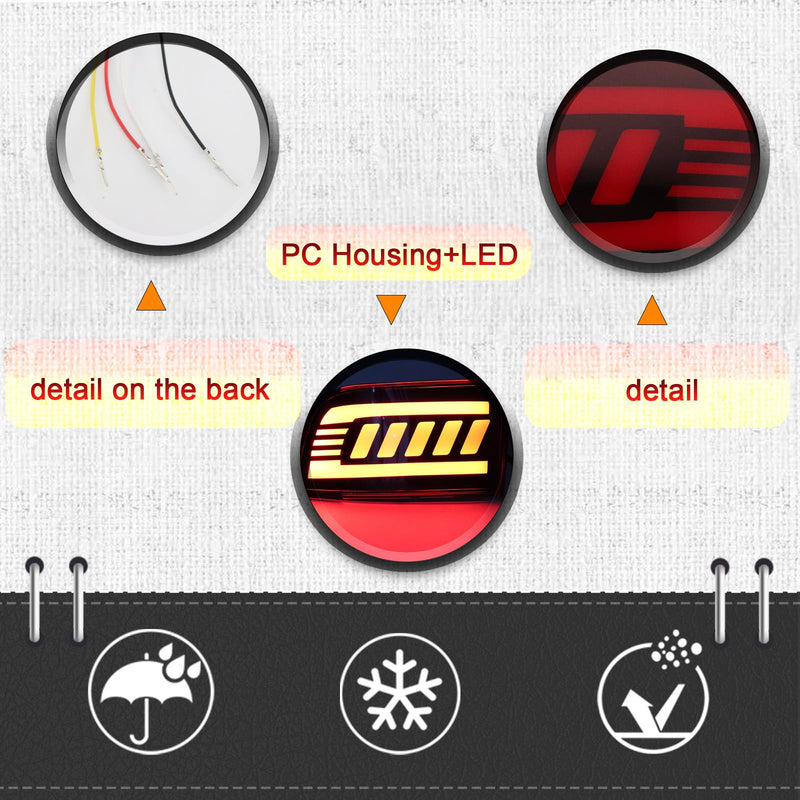 Red housing LED Rear Bumper Reflector Lights Fog DRL Kit Assembly for 2003-2005 4Runner 2002-2009 Land Cruiser Prado 120 Function 3 in 1 Design (Red Style)