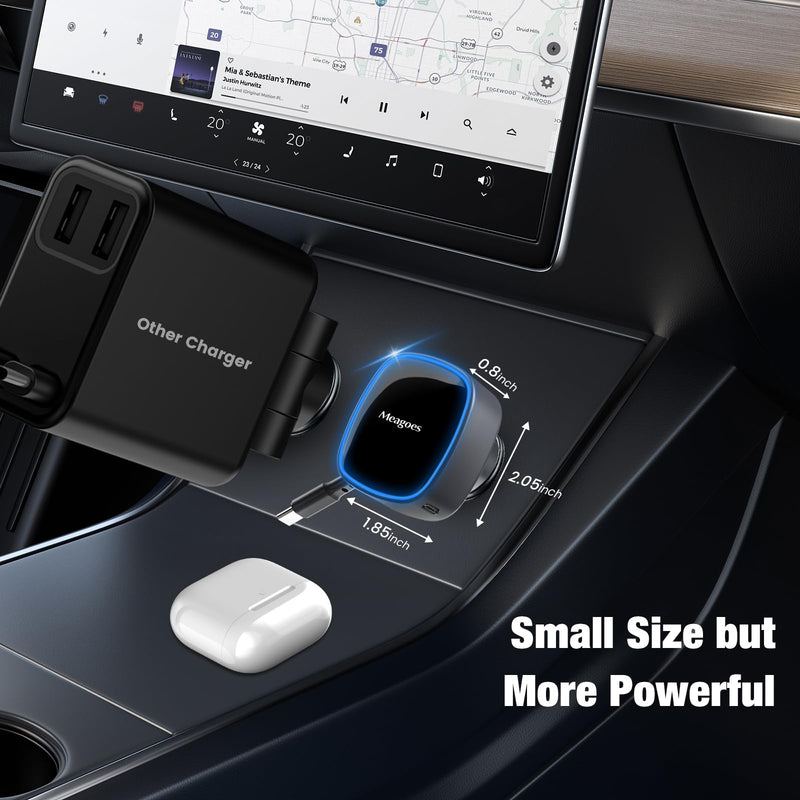 90W Retractable Car Charger USB C Super Fast Charging for iPhone 17 Pro Max | Dual 45W PPS Cigarette Lighter Adapter Plug,for iPhone 16/15/Samsung Galaxy S26/S25/USBC Android Phone,25.5-Inch Type C Cable USB Type C