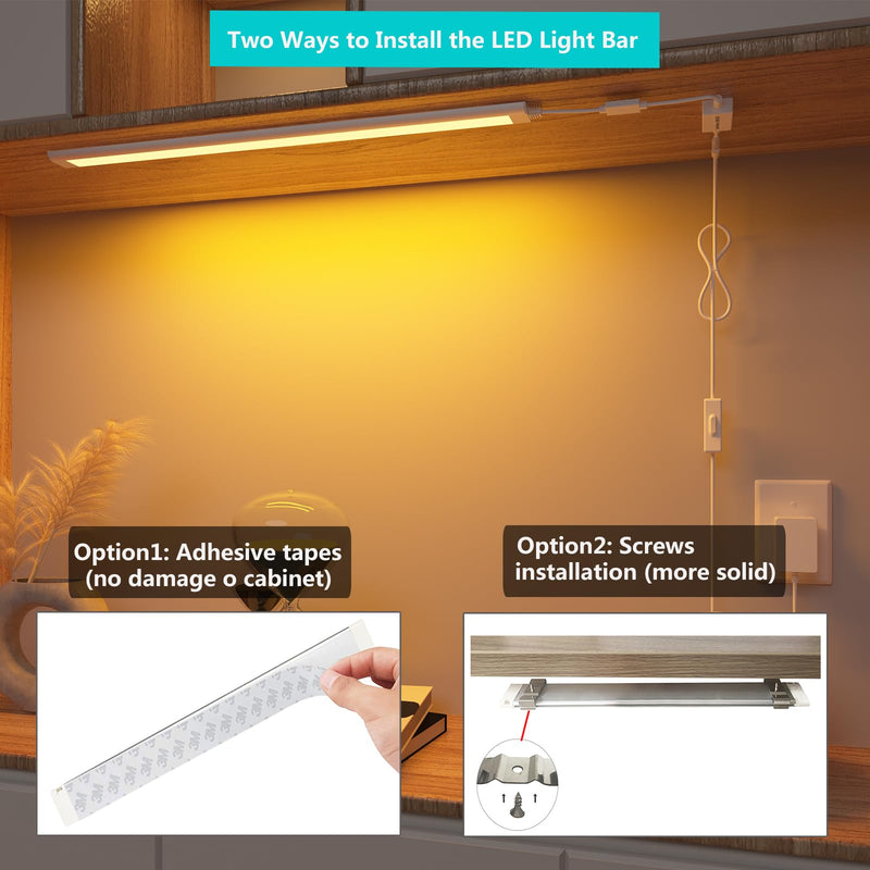 Plug In Under Cabinet Lighting,RGB LED Light Bar with Alexa,Google Assistant,APP Control,Multicolor Under Counter Lights Strip Dimmable for Desk,Room,Cupboard, Hallway,Shelf,Closet,20Inch LED Bar,1pcs 20Inch-1 Pack