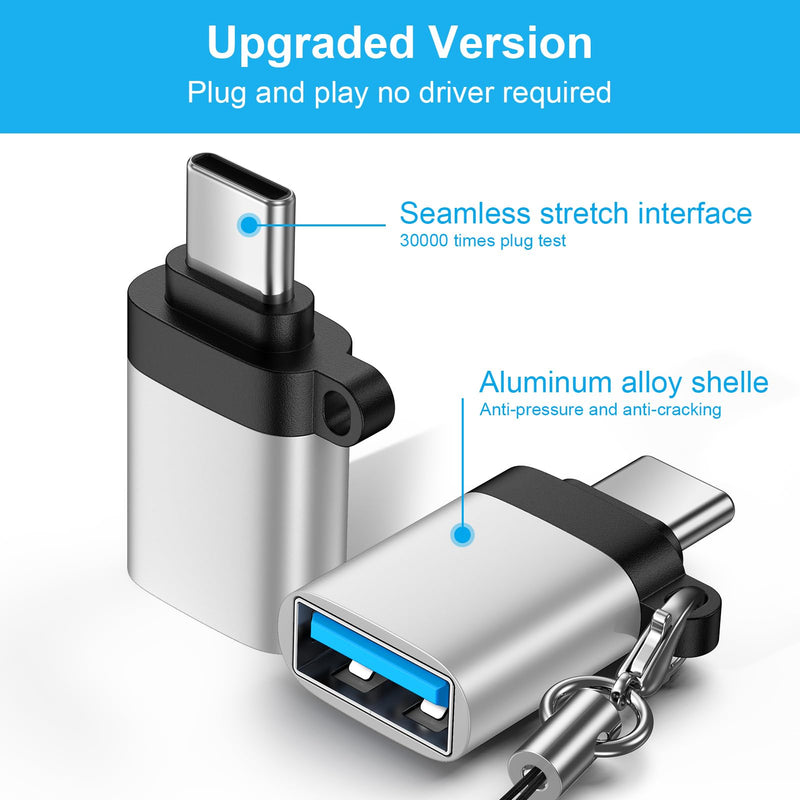 USB C Adapter 4Pack, USB Male to USB C Female OTG Adapter, Type C to USB 3.0 Converter Connector for Samsung Galaxy A36 A26 A56 S26 Ultra S25 S24 S23 S22, MacBook Pro/Air, iPhone 17 17e 16, Mac, iPad Silver