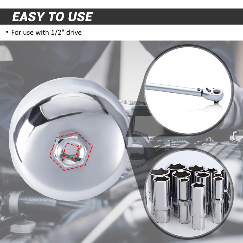 86.4mm 16Flutes Oil Filter Cap Wrench Removal Tool Socket for BMW Engines/for Volvo with 86mm Filter Housing Caps, Silver Heavy-Duty Alloy Steel