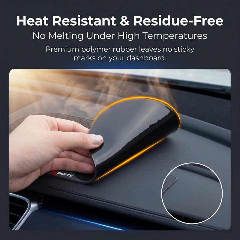 Car Dashboard Anti-slip Pad, PVC Multifunctional Storage Pad for Phone Key Sunglass Ornament, Heat-resistant Washable Sticky Adhesive Mat, Interior Accessory for Most Cars (Black)